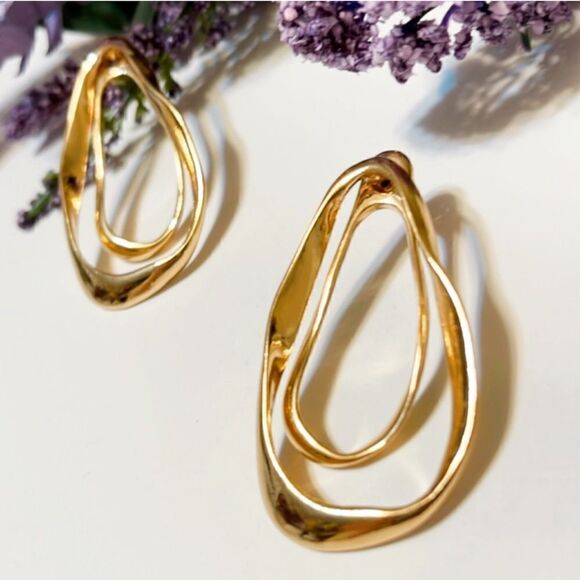 Zara geo shape earrings in gold #659 - Picture 3 of 7
